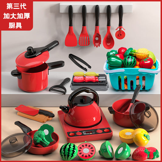 Children's play house simulation kitchen cutting music toy girl cooking boy girl baby cutting fruit cooking package
