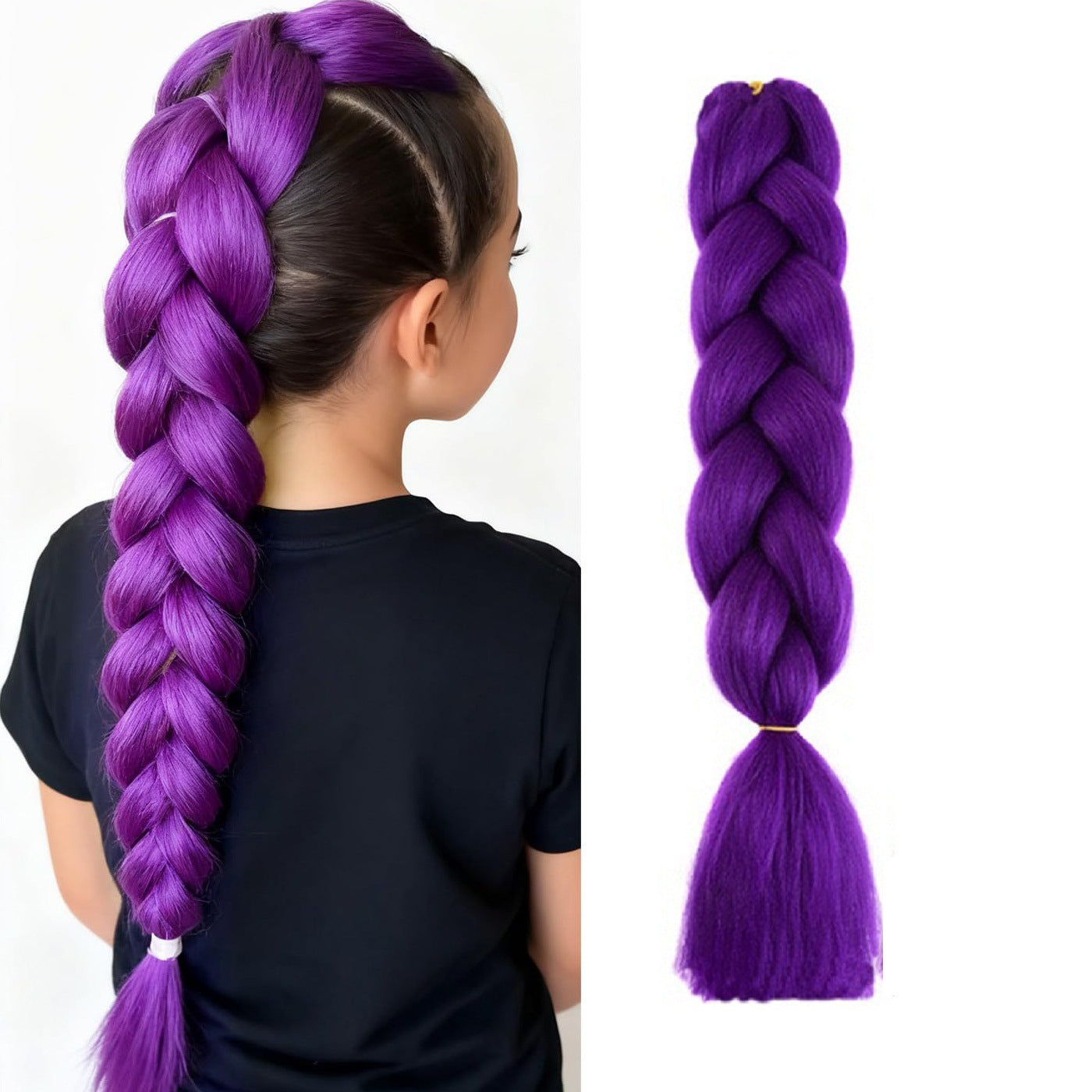 Skpop witch hunt group cos wig children's rumi purple braid twist braid clip ponytail hair accessories