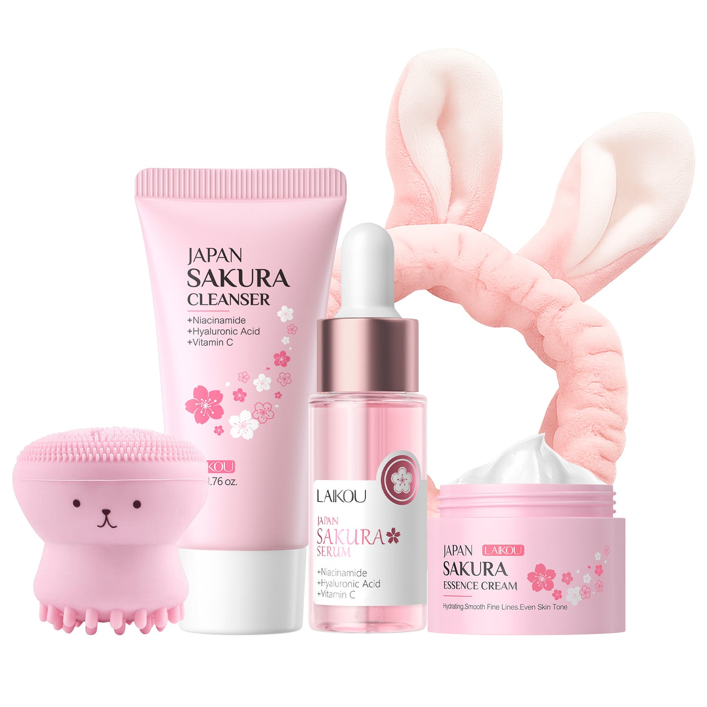 Cross-border full English LAIKOU cherry blossom series skin care set combination facial care full set of hydration manufacturers in stock