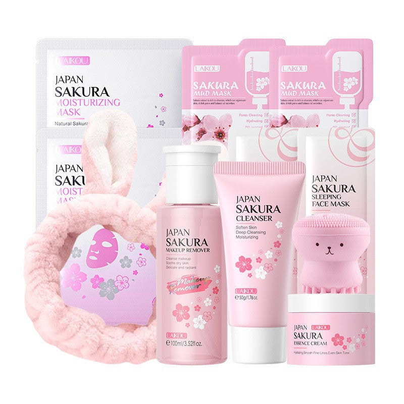 Cross-border full English LAIKOU cherry blossom series skin care set combination facial care full set of hydration manufacturers in stock