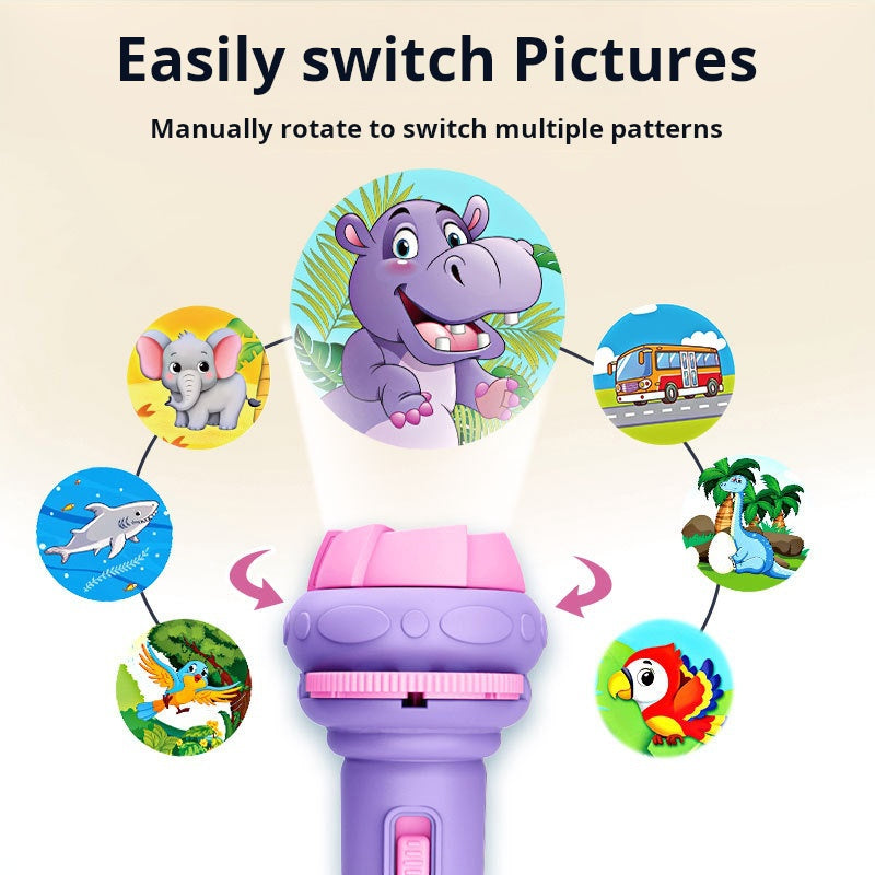 Cartoon children's projection flashlight, mini projector, baby early education toys, stalls, toys, gifts cross-border wholesale