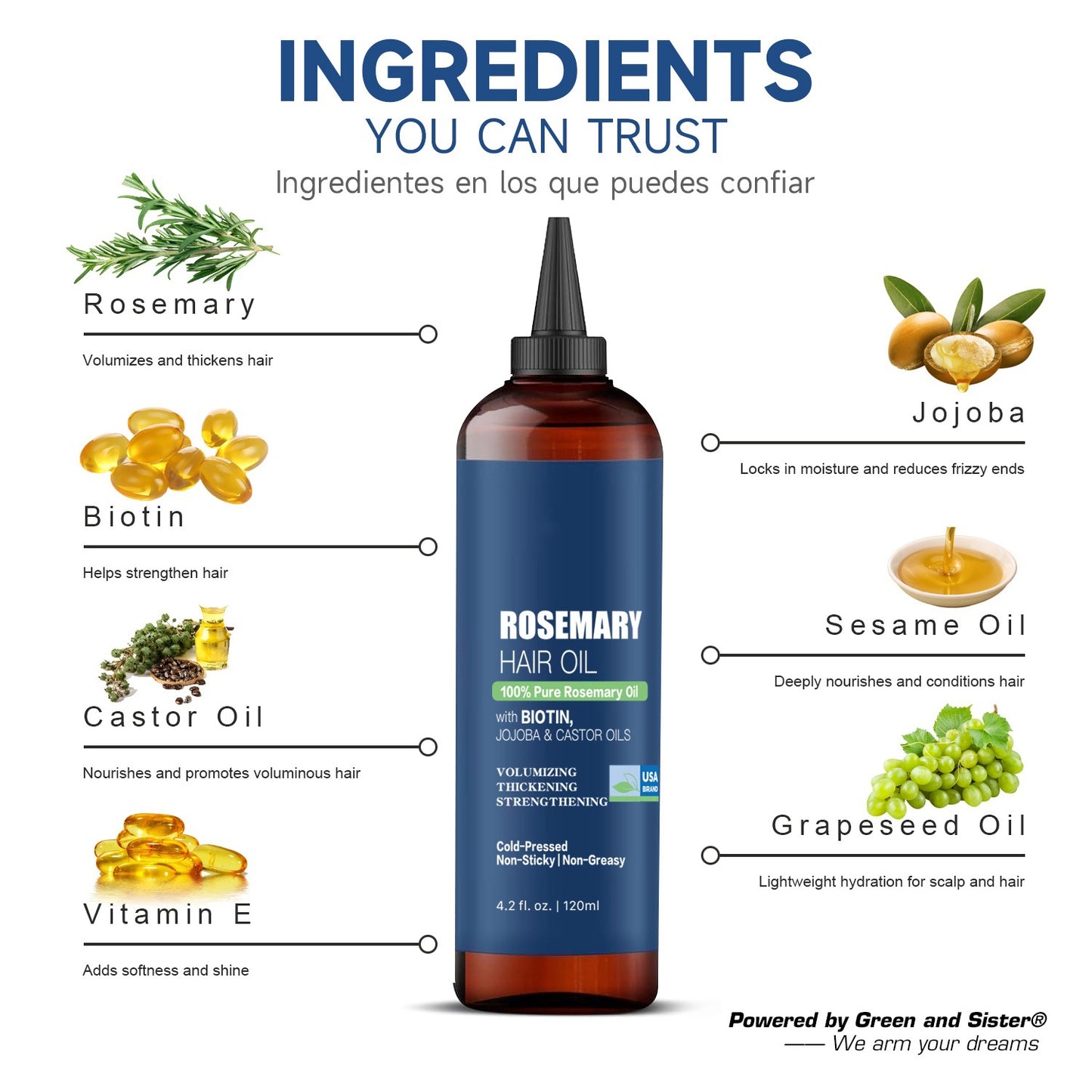 Rosemary hair care essential oil, cross-border skin care products, beauty castor oil, olive oil, tk beauty area, independent station, Shopee foreign trade