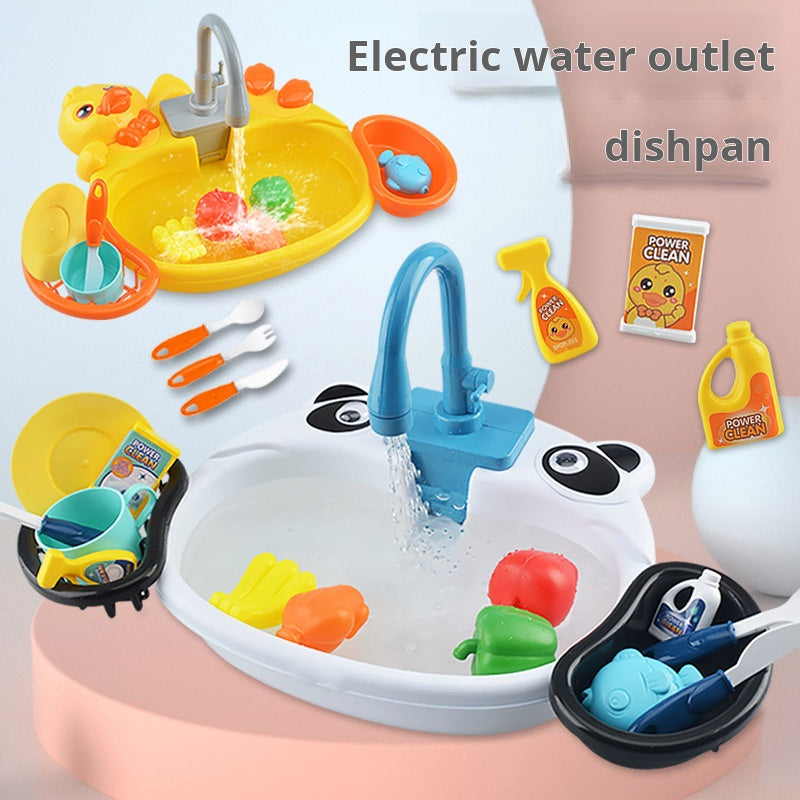 Children's play home cartoon electric dishwasher, circulating water, kitchen sink, electric dishwasher, water play toys