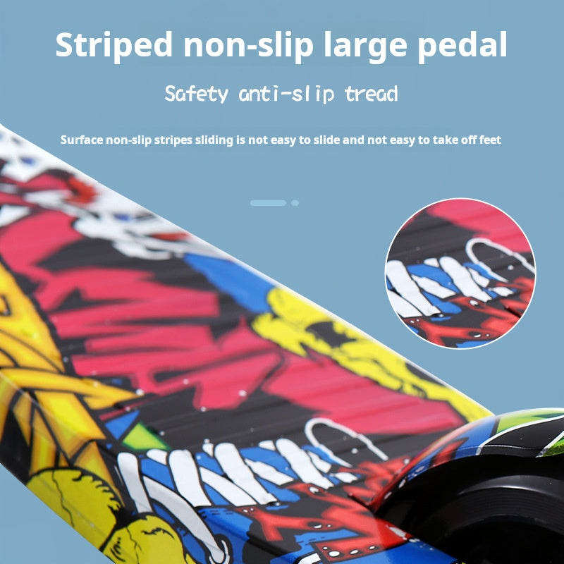 Two Wheel Kids Scooter 3-6-9 Year Old Kids Toy Slider Graffiti Big Wheel Foldable Scooter Wholesale