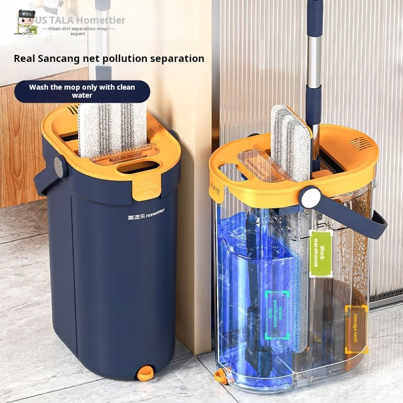 Meitianle hands-free flat mop large size squeegee integrated strong absorbent household mopping tool with bucket