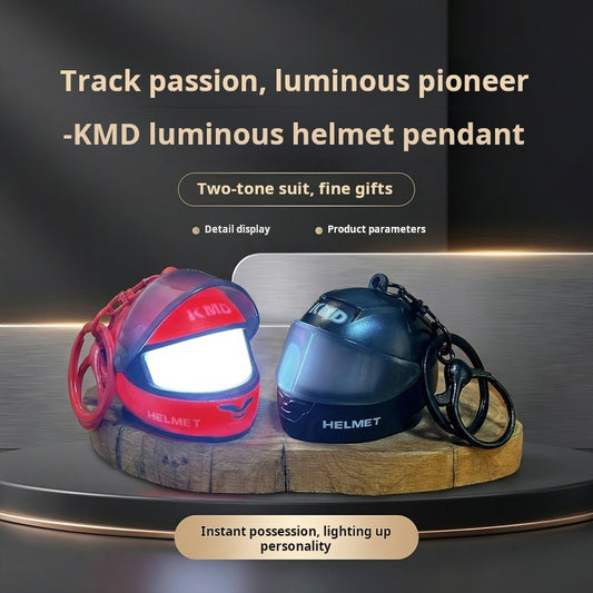 Creative Luminous Helmet Keychain Exquisite Cute Bag Pendant Mini Night Light Baby Grabber Small Gift Wholesale