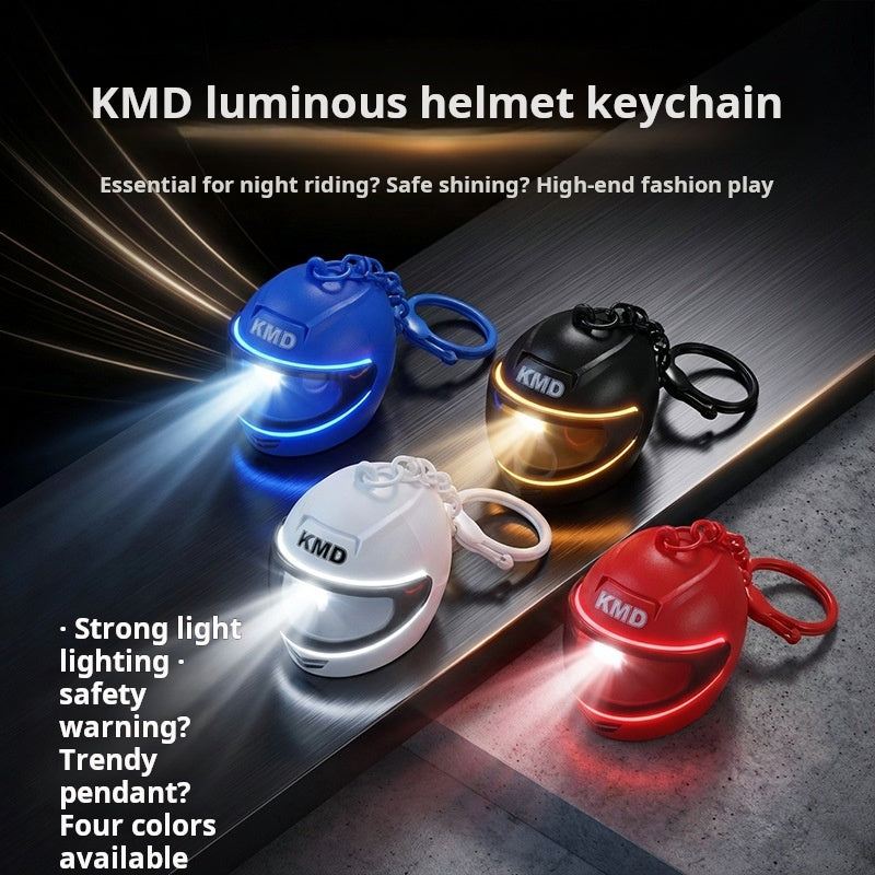 Creative Luminous Helmet Keychain Exquisite Cute Bag Pendant Mini Night Light Baby Grabber Small Gift Wholesale