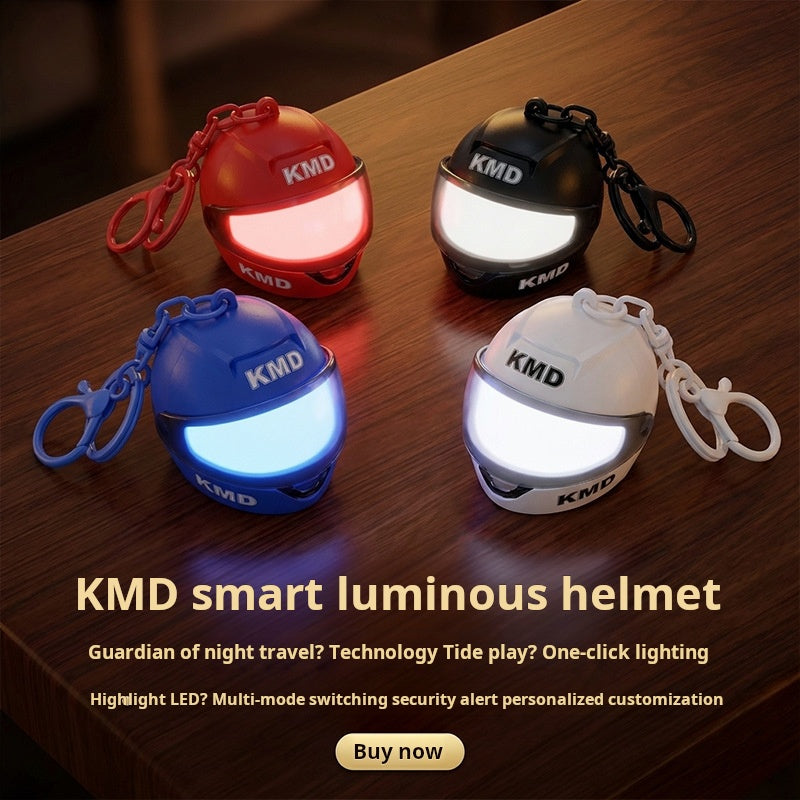 Creative Luminous Helmet Keychain Exquisite Cute Bag Pendant Mini Night Light Baby Grabber Small Gift Wholesale